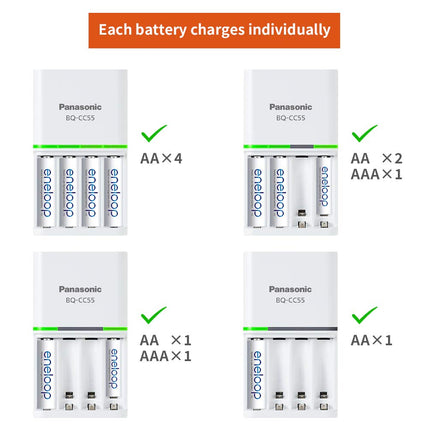 Panasonic BQ-CC55N Eneloop Smart and Quick Charger for Ni-MH Battery Cell