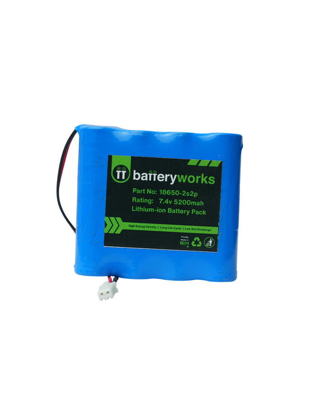 7.4V 5200mAh 2S2P - Lithium Ion Battery Pack with BMS Protection