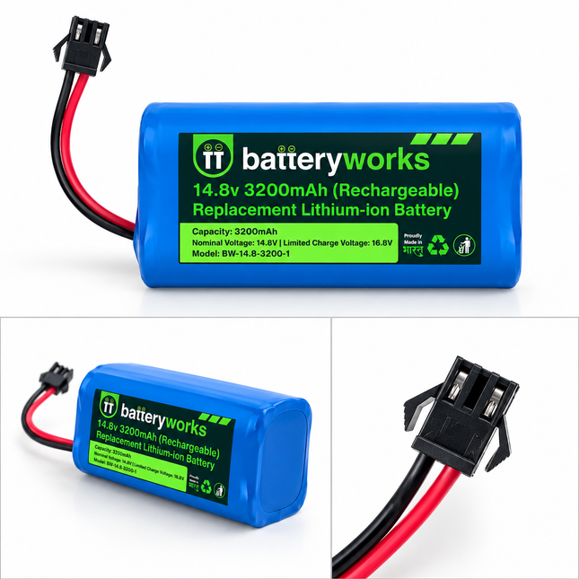 14.8V 3200mAh Li-ion Replacement Battery for Eufy RoboVac, Ecovacs Deebot, Coredy, Goovi & Amarey Robot Vacuum Cleaners