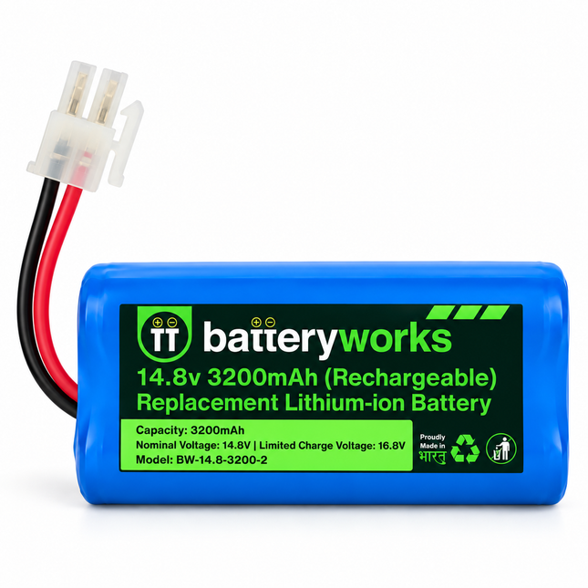 BatteryWorks 14.8V 3200mAh Li-ion replacement battery pack for ILIFE robot vacuum - front view