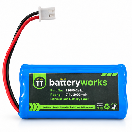7.4V 2000mAh 2S1P - Lithium Ion Battery Pack with BMS Protection