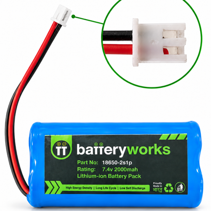 7.4V 2000mAh 2S1P - Lithium Ion Battery Pack with BMS Protection