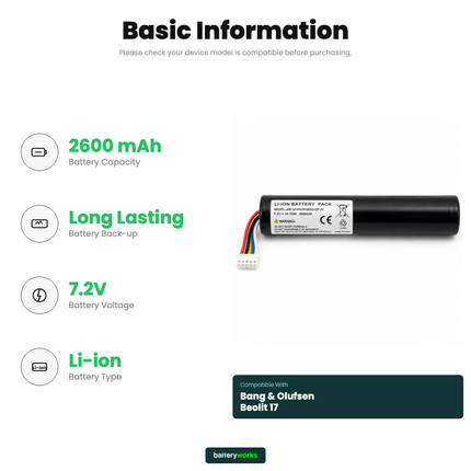 Bang & Olufsen Beolit 17 Replacement Battery | BatteryWorks