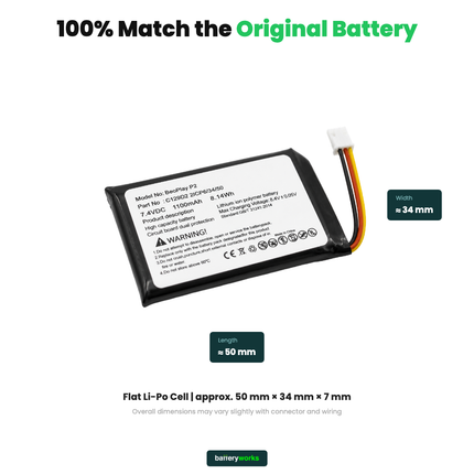 Bang & Olufsen Beoplay P2 Speaker - Replacement Battery (Lithium Polymer Battery, 7.4V, 1100mAh)