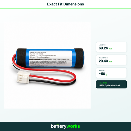 Harman Kardon Onyx Studio 3 Speaker - Replacement Battery (Lithium Polymer Battery, 3.7V, 2600mAh)