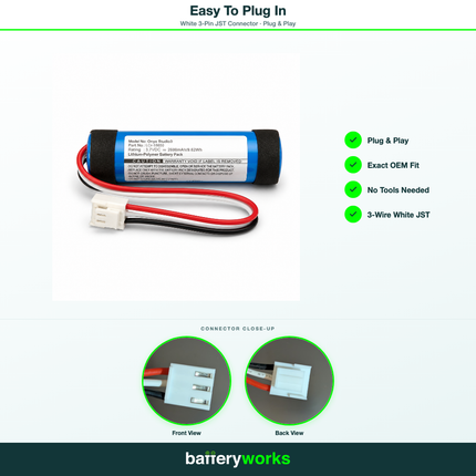 Harman Kardon Onyx Studio 3 Speaker - Replacement Battery (Lithium Polymer Battery, 3.7V, 2600mAh)