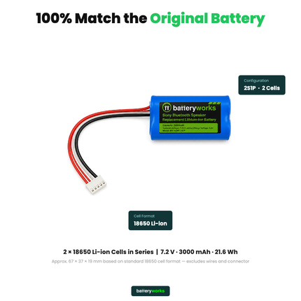 Sony SRS-X3 SRS-XB2 SRS-XB20 SRS-XB31 SRS-XB32 SRS-XB33 SRS-XE300 ULT FIELD 1 Replacement Battery 3000mAh | BatteryWorks