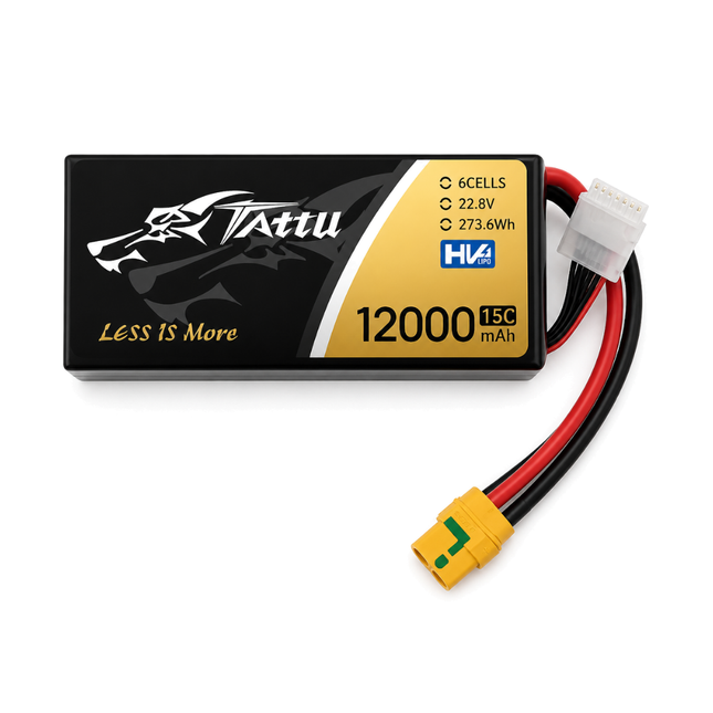 Tattu 12000mAh 15C 6S 22.8V HV LiPo Drone Battery XT90 | BatteryWorks