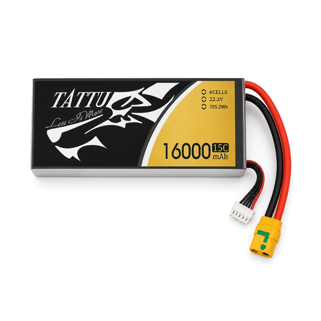 Tattu 16000mAh 15C 6S1P 22.2V LiPo Drone Battery XT90 | BatteryWorks