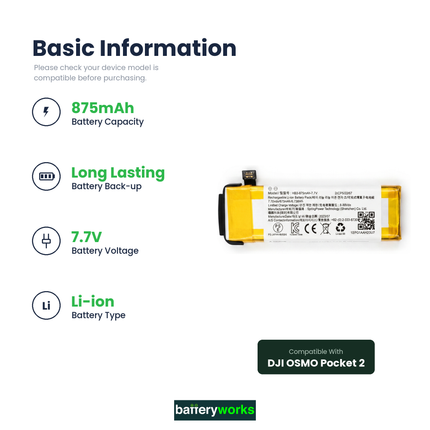 OSMO Pocket 2 Replacement Battery | BatteryWorks