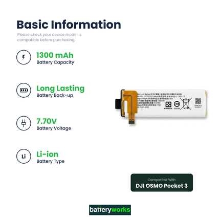 OSMO Pocket 3 Replacement Battery | BatteryWorks
