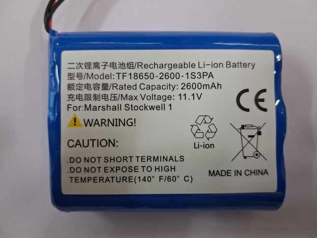 Marshall Stockwell 1 Replacement Speaker Battery 2600mAh 11.1V TF18650-2200-1S3PA